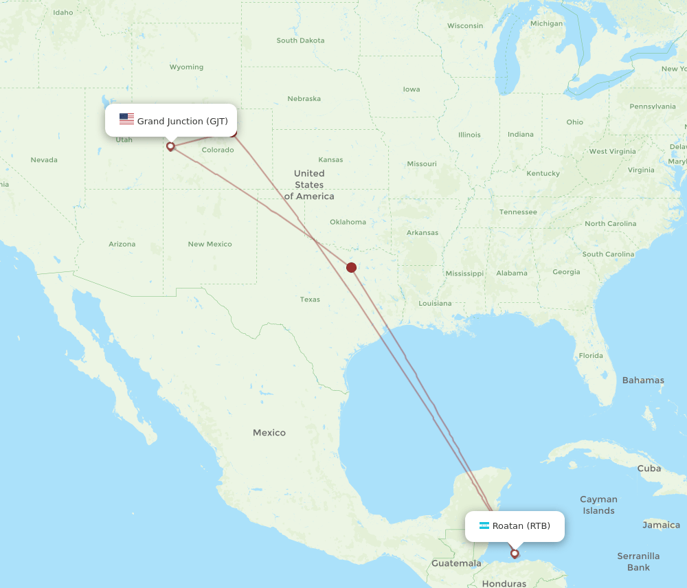 RTB-GJT flight routes