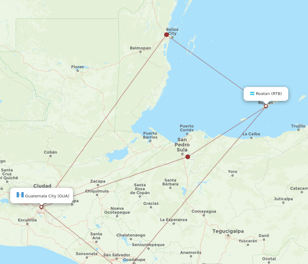 RTB-GUA flight routes