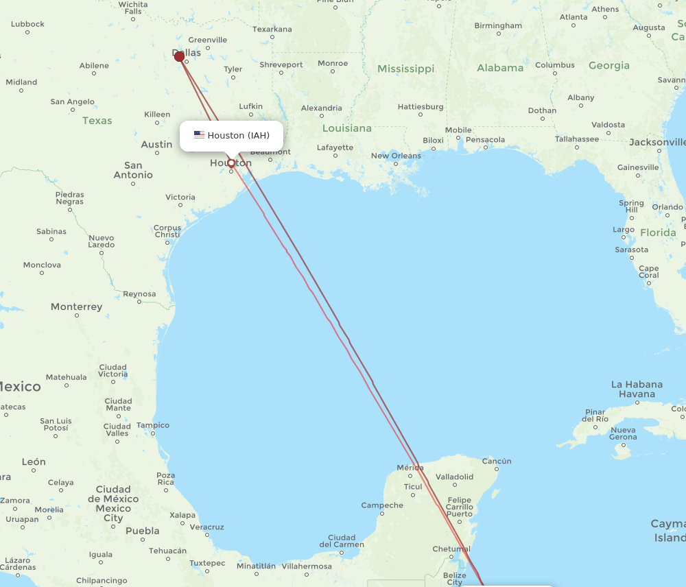 RTB-IAH flight routes