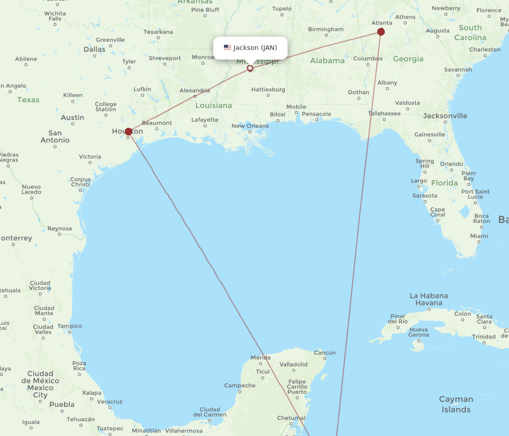RTB-JAN flight routes