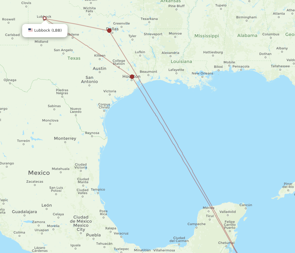 RTB-LBB flight routes