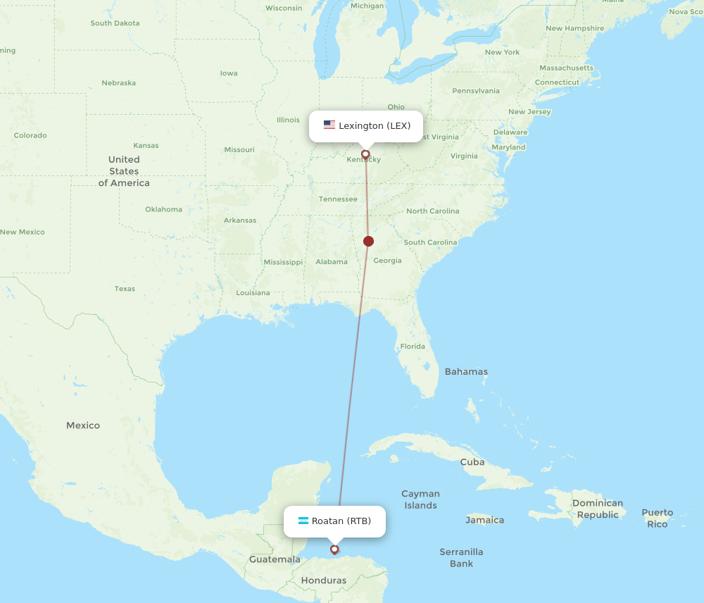 RTB-LEX flight routes