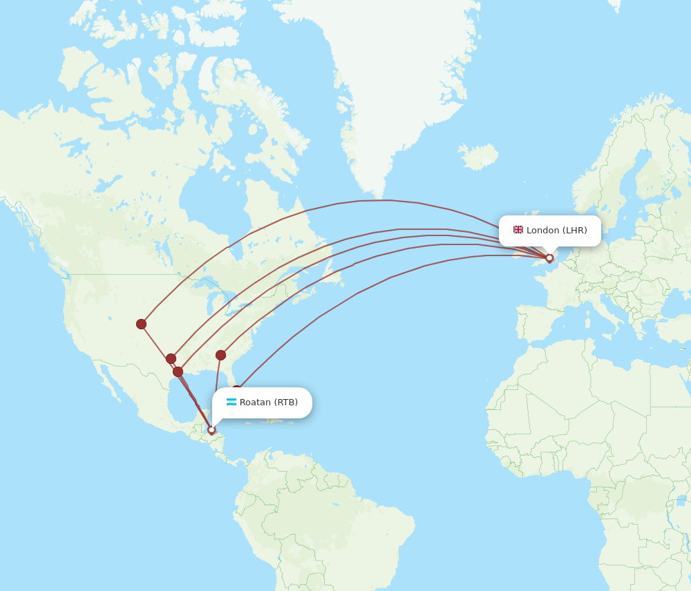 RTB-LHR flight routes