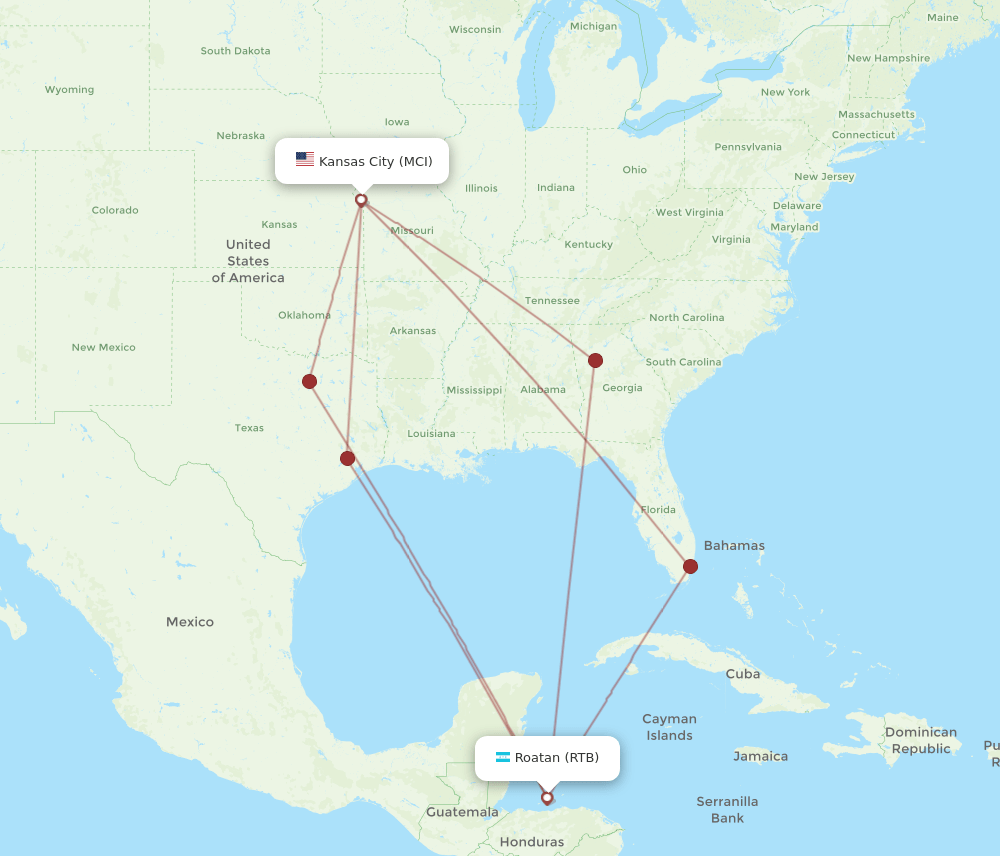 RTB-MCI flight routes
