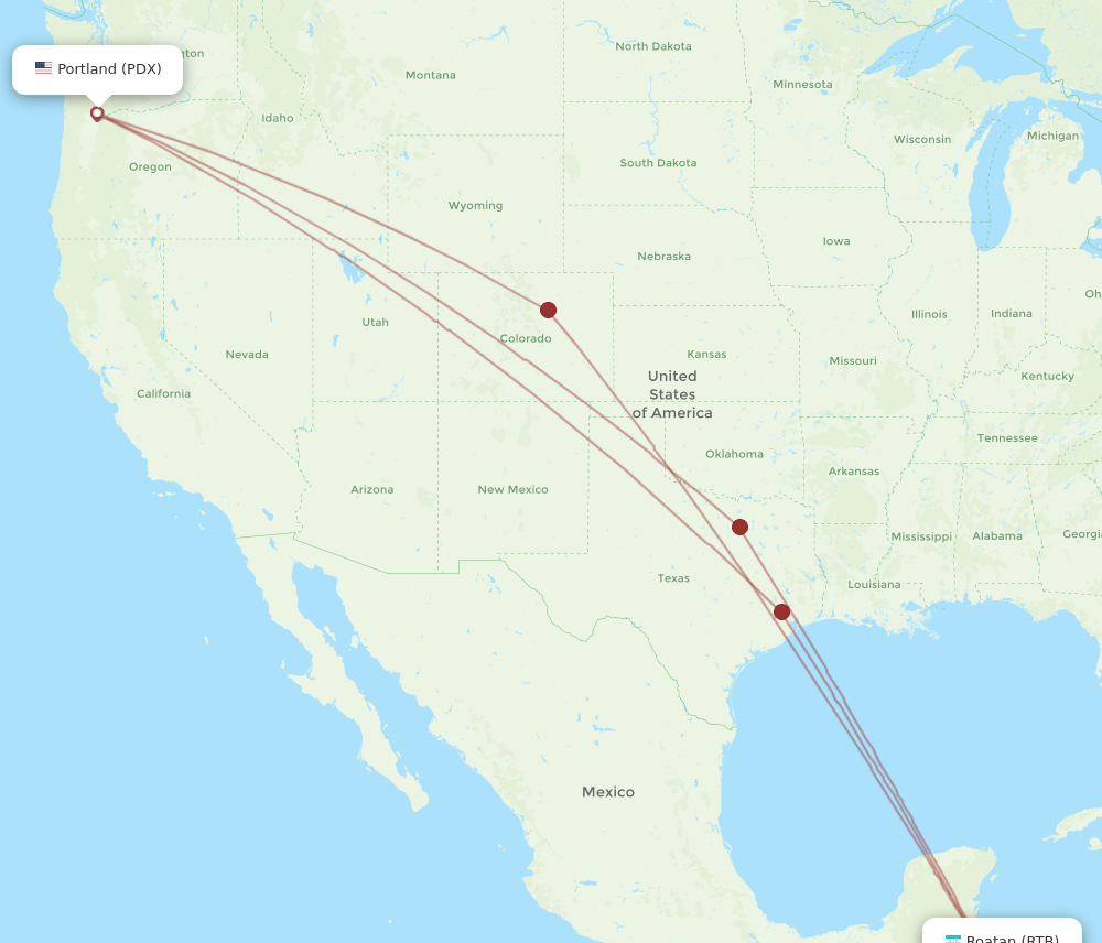 RTB-PDX flight routes
