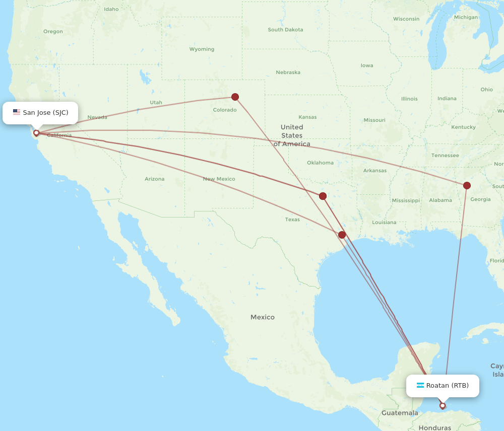 RTB-SJC flight routes