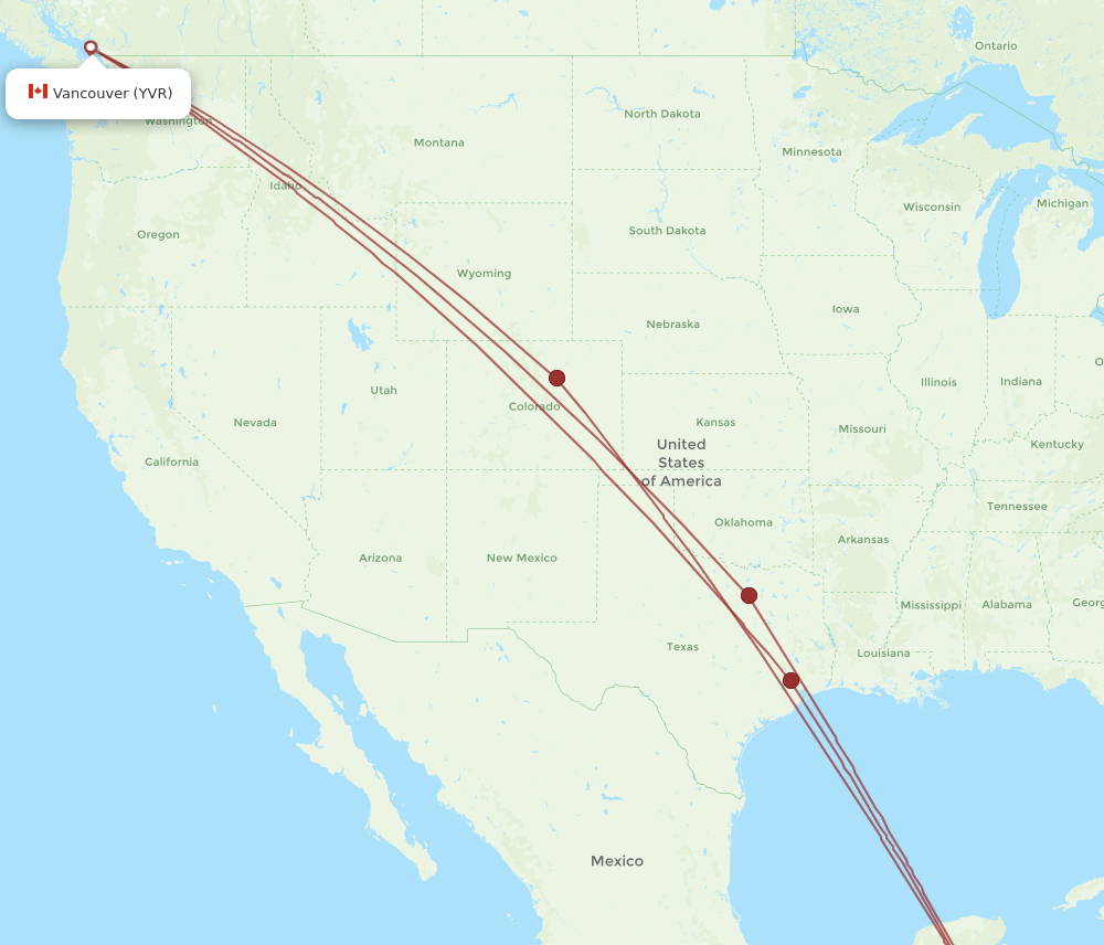RTB-YVR flight routes