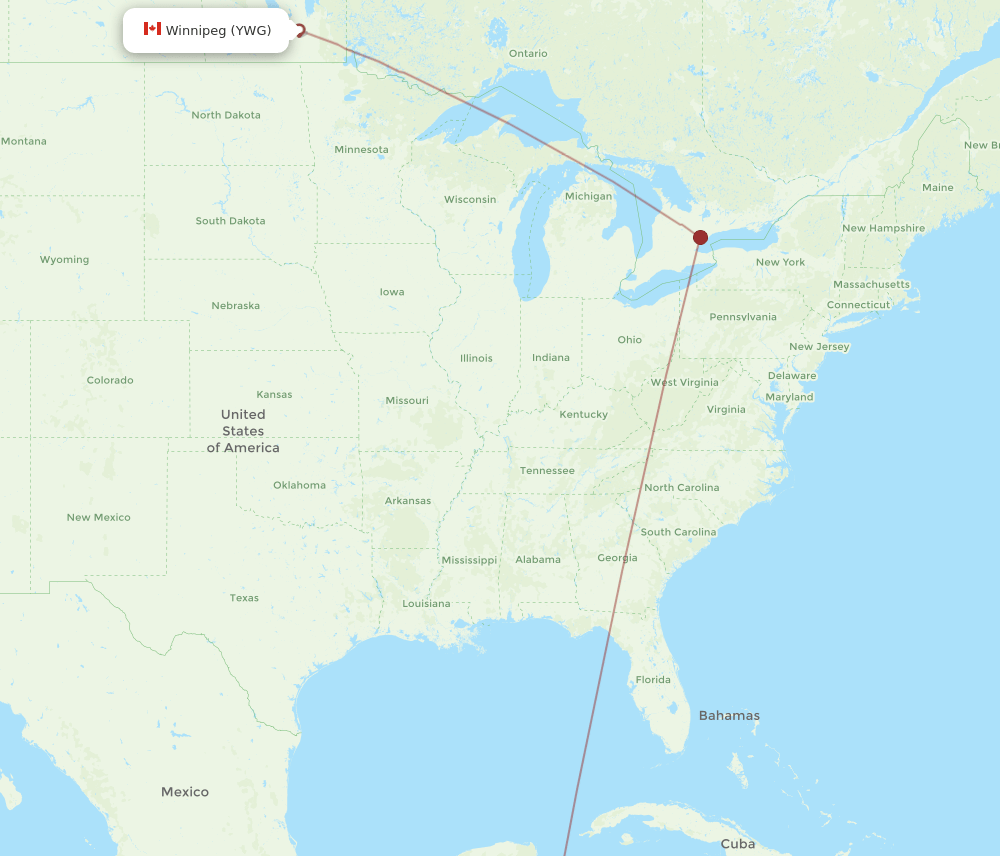 RTB-YWG flight routes