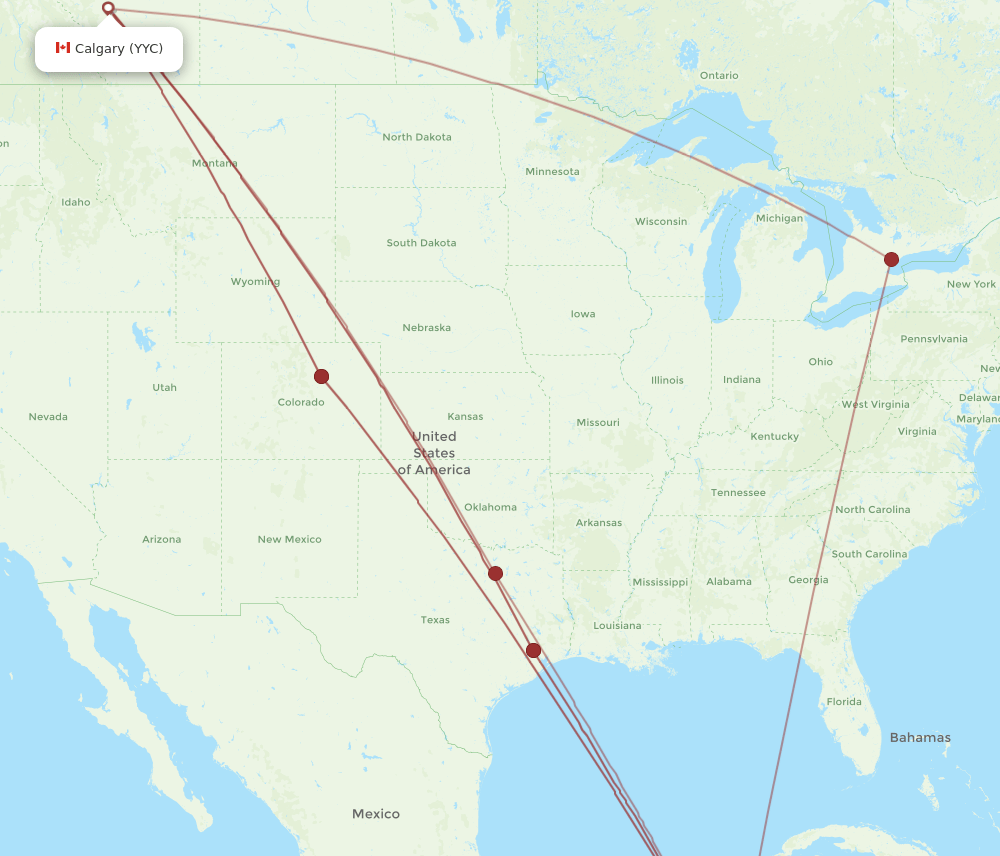 RTB-YYC flight routes