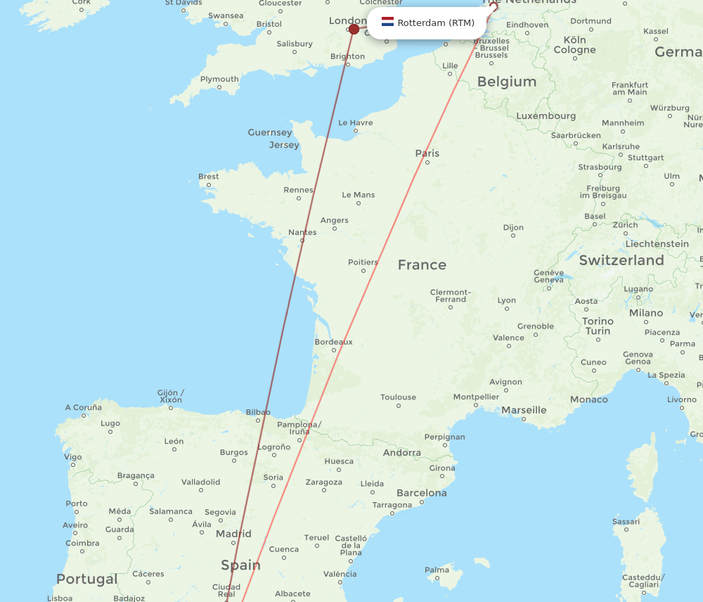 RTM to AGP flights and routes map