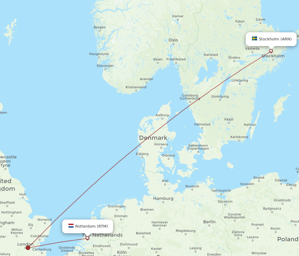 RTM to ARN flights and routes map