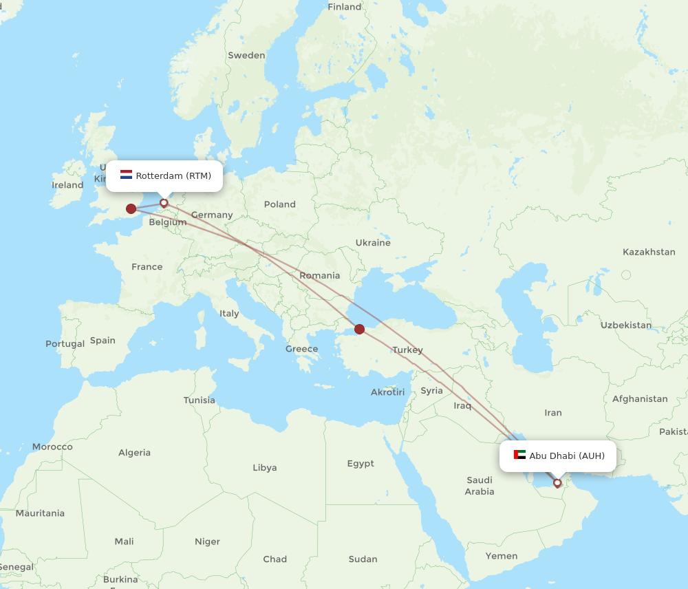 RTM-AUH flight routes