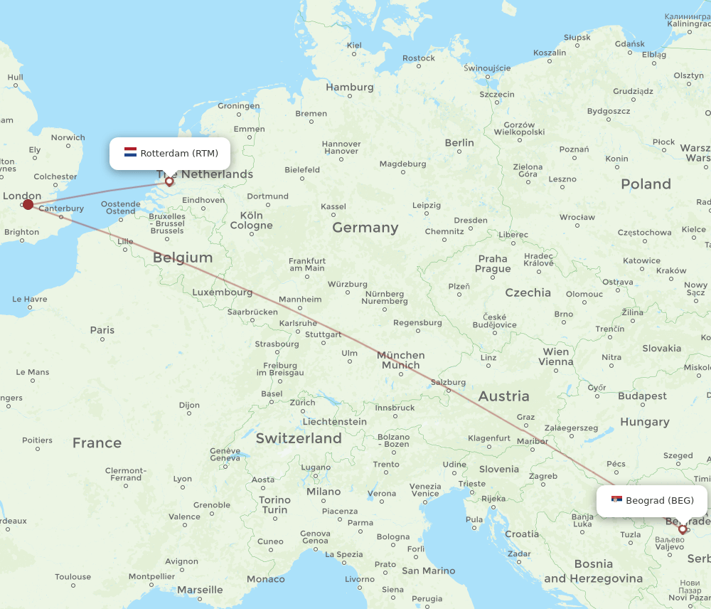 RTM-BEG flight routes