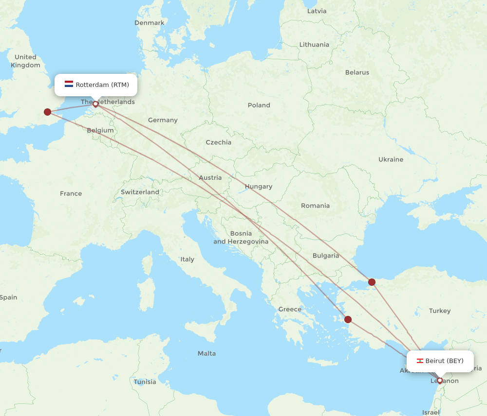 RTM-BEY flight routes