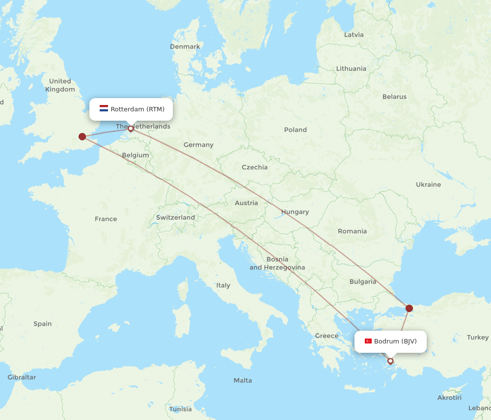 RTM-BJV flight routes