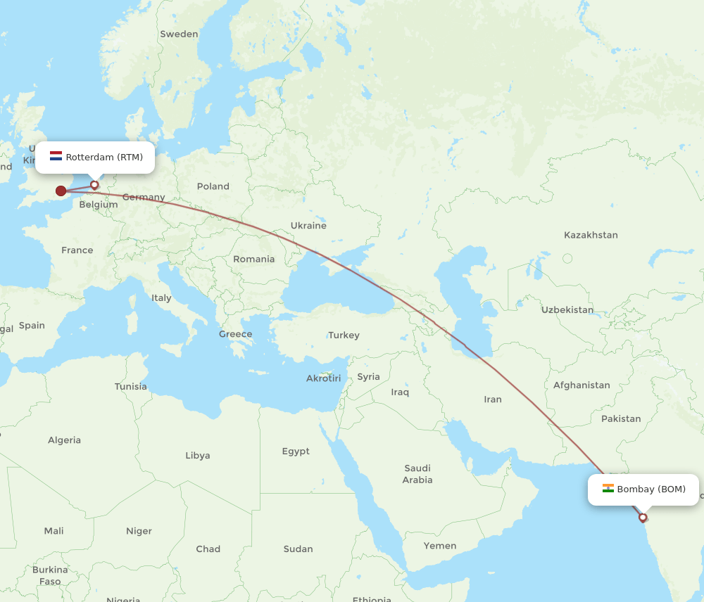 RTM-BOM flight routes
