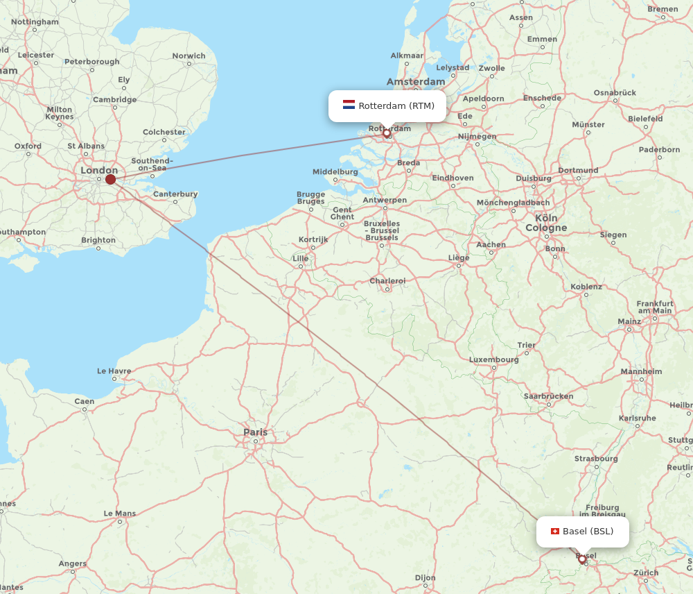 RTM to BSL flights and routes map