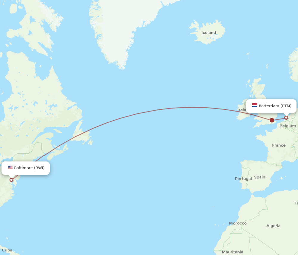 RTM-BWI flight routes