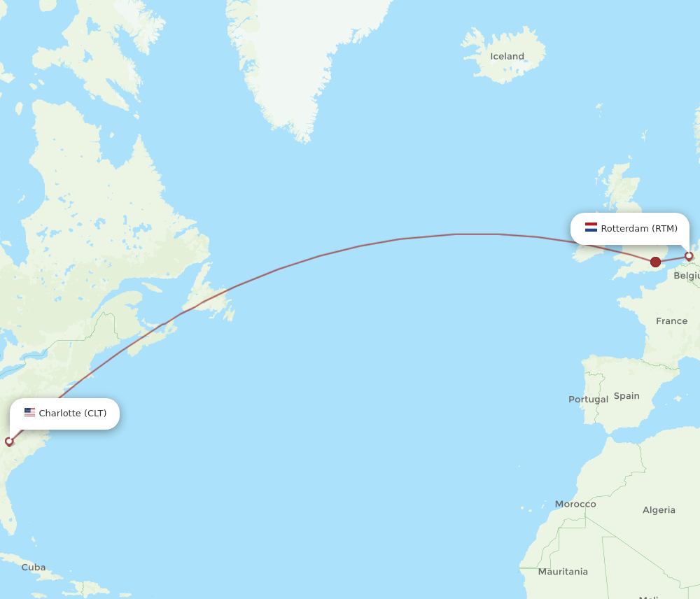 RTM-CLT flight routes