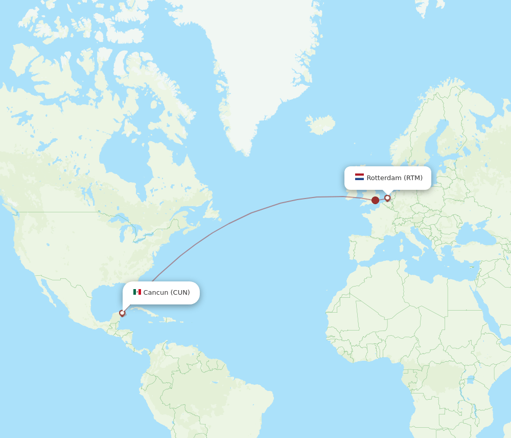 RTM-CUN flight routes