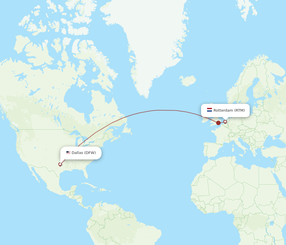 RTM-DFW flight routes