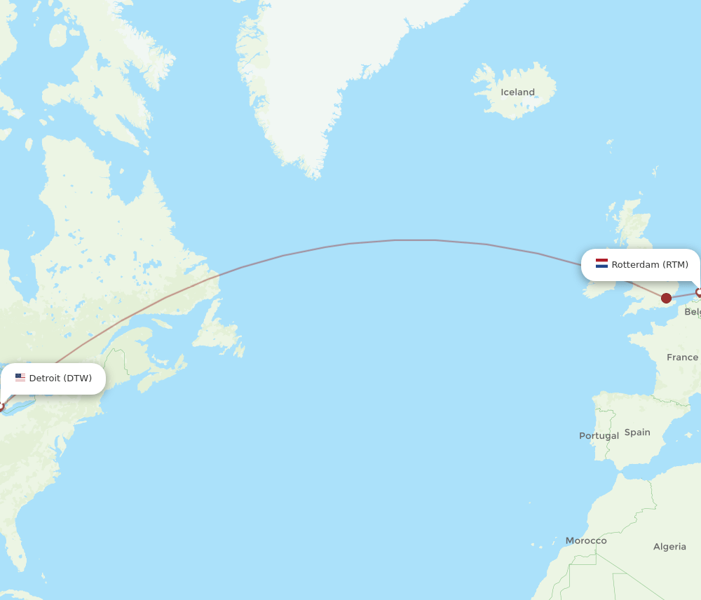 RTM to DTW flights and routes map