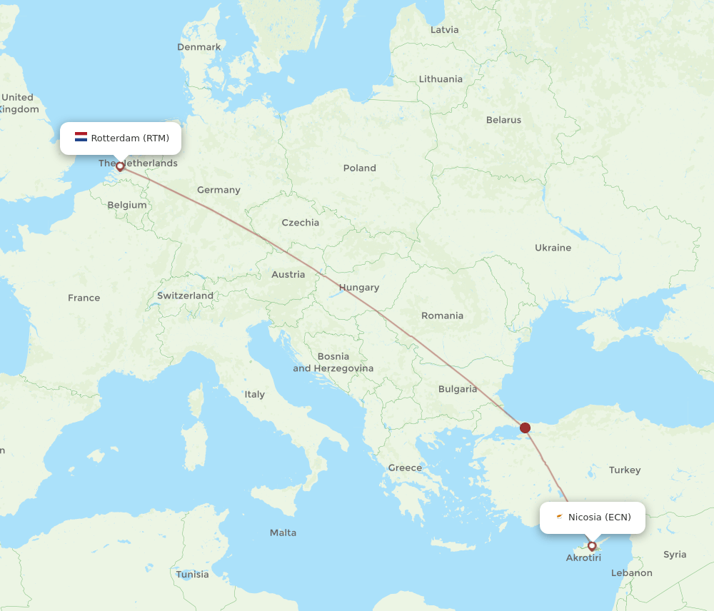 RTM-ECN flight routes