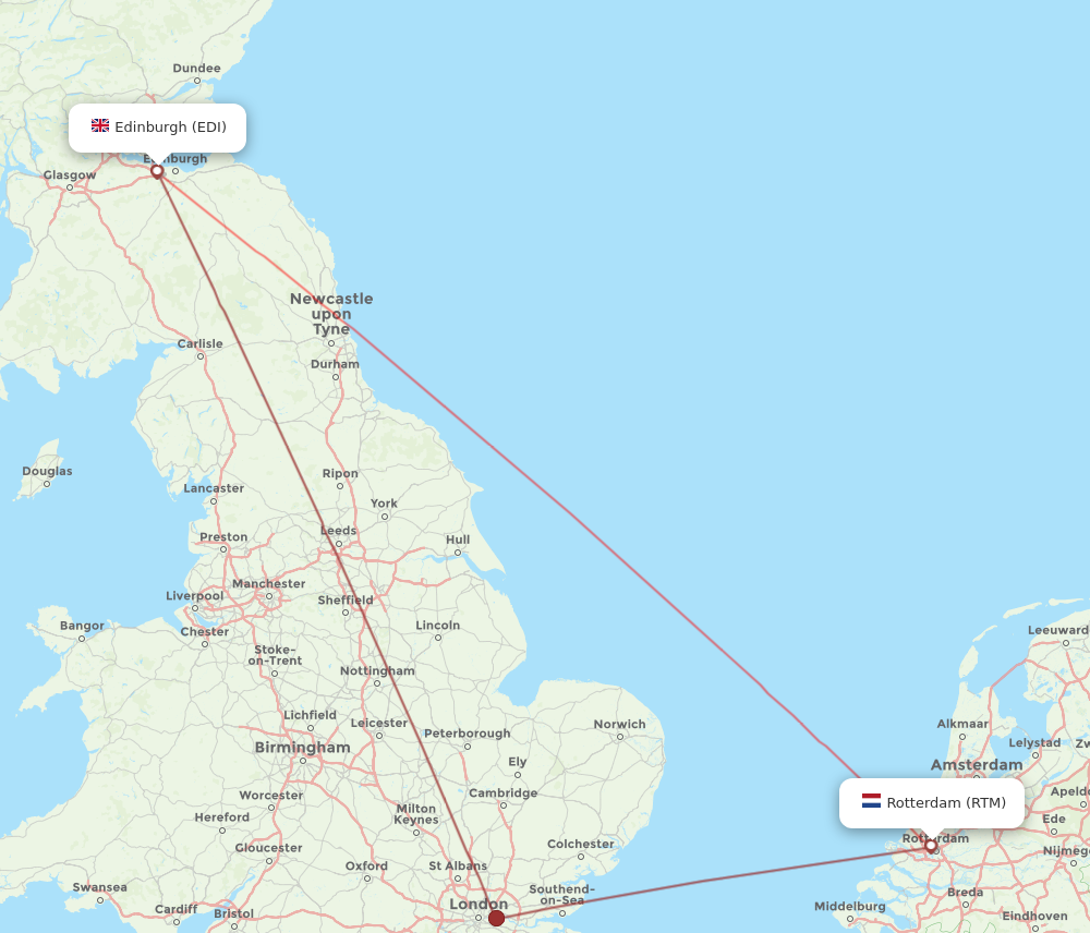 RTM to EDI flights and routes map