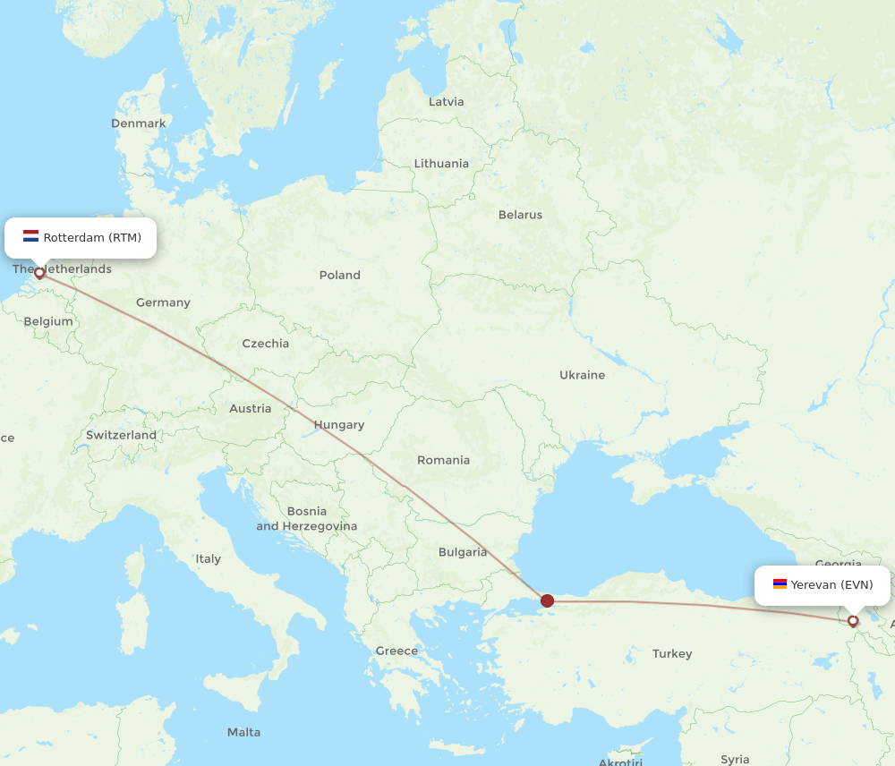 RTM-EVN flight routes