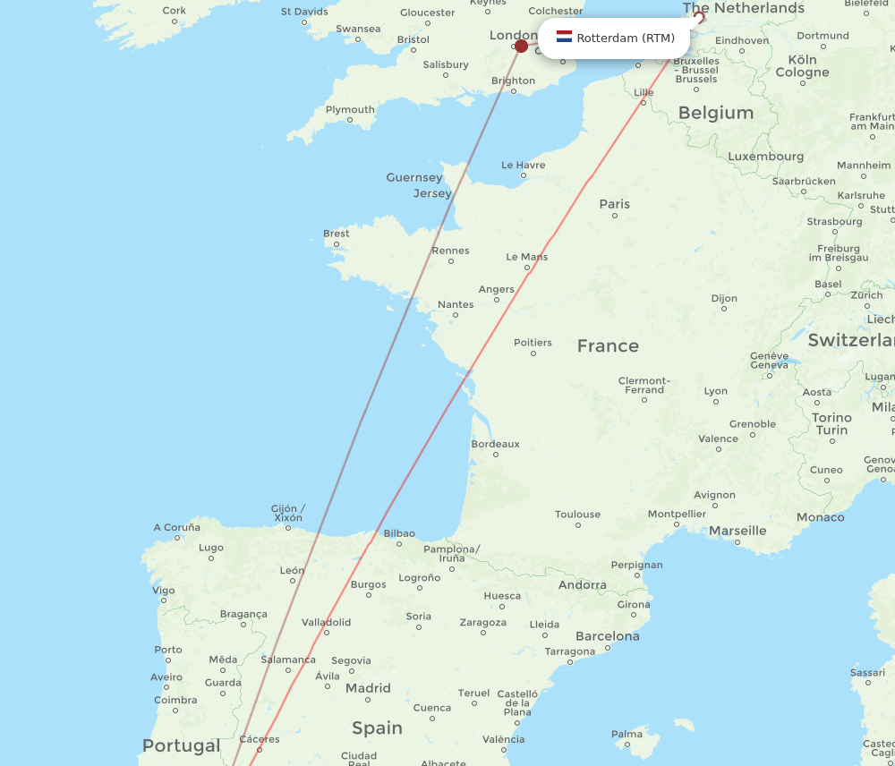 RTM-FAO flight routes