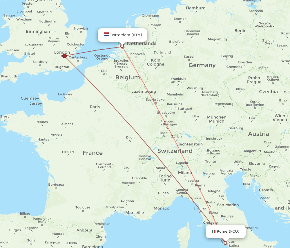 RTM-FCO flight routes