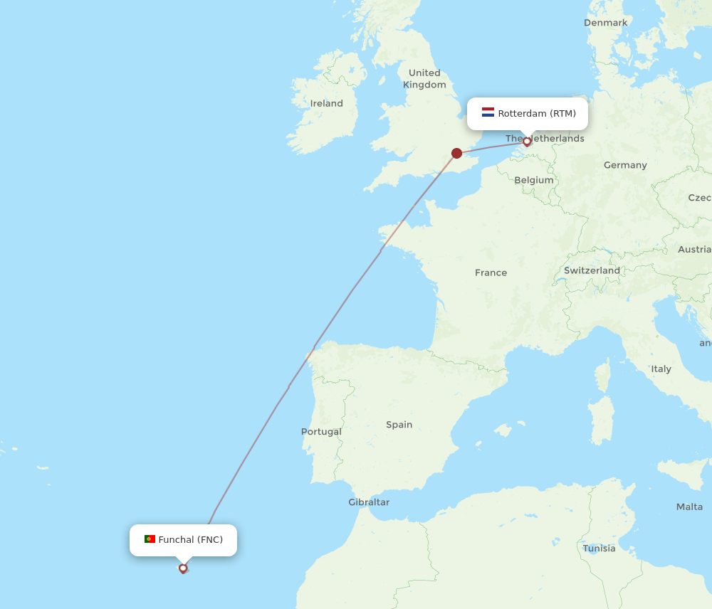 RTM-FNC flight routes