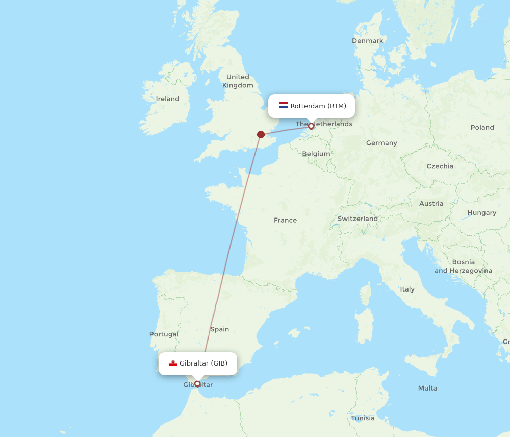 RTM-GIB flight routes