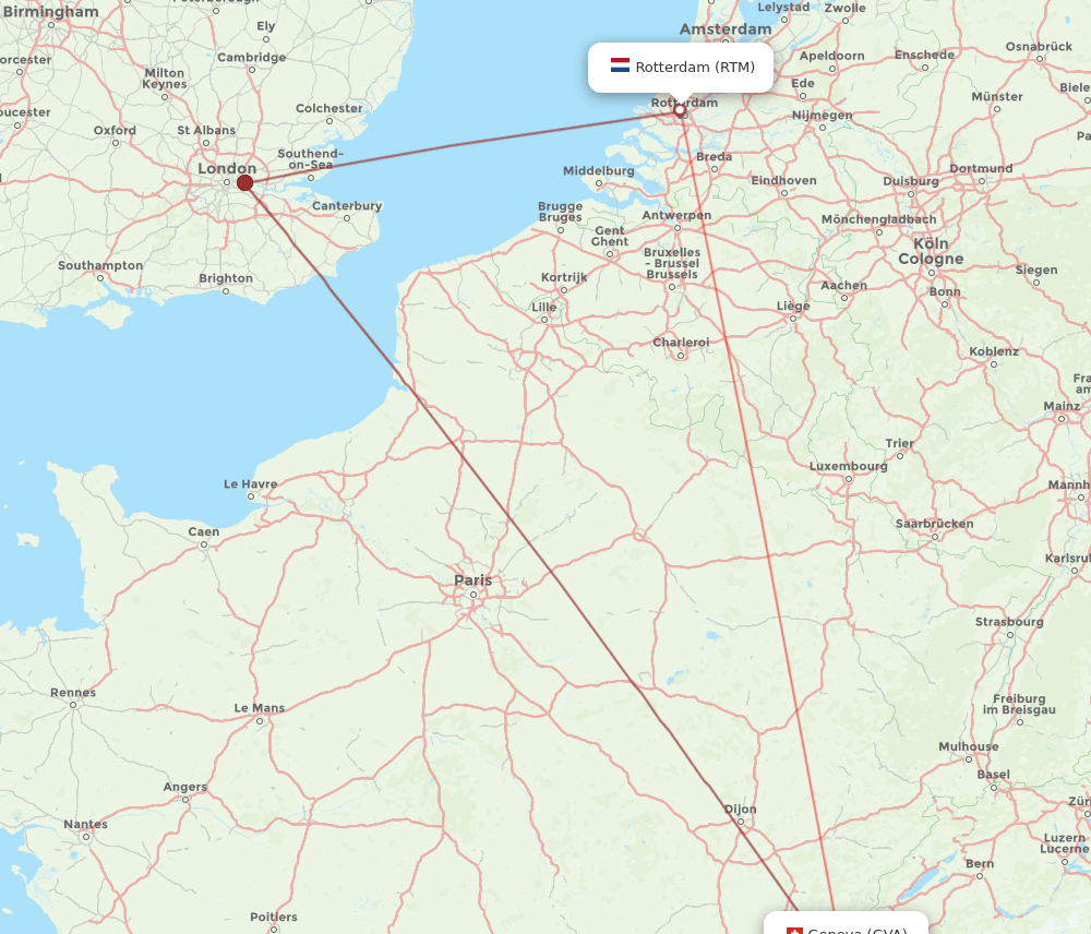 RTM to GVA flights and routes map