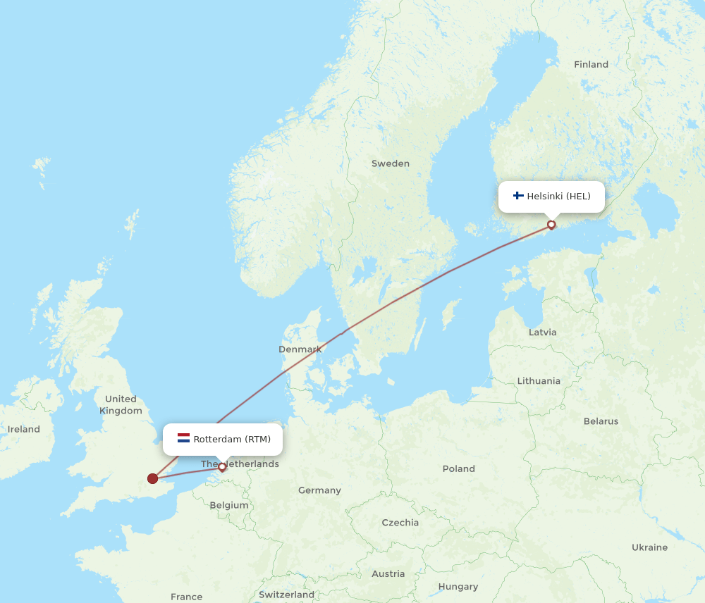 RTM to HEL flights and routes map