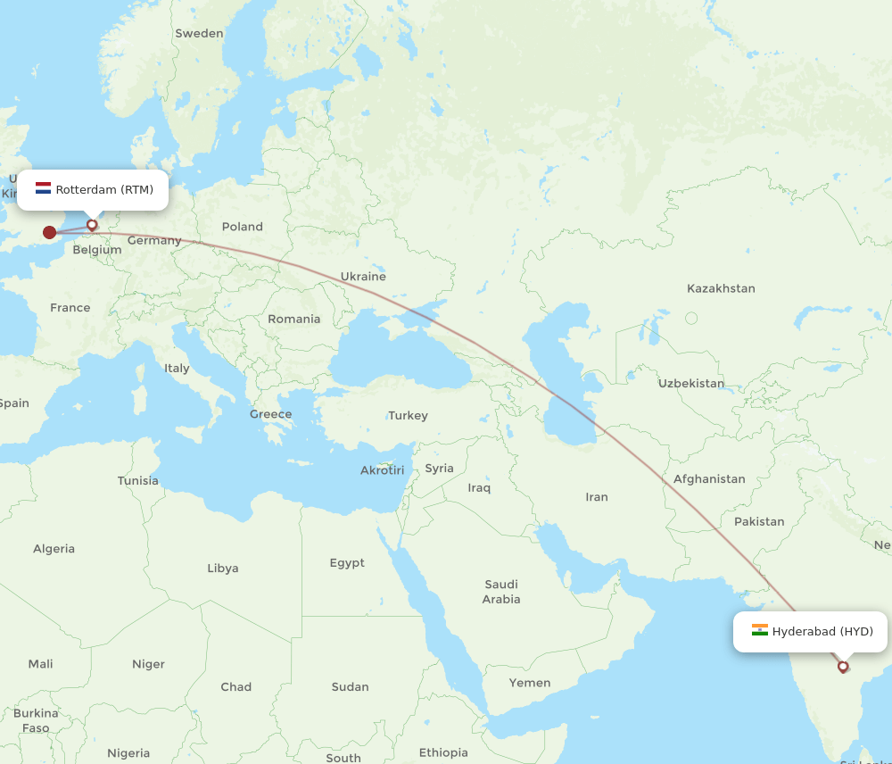 RTM-HYD flight routes