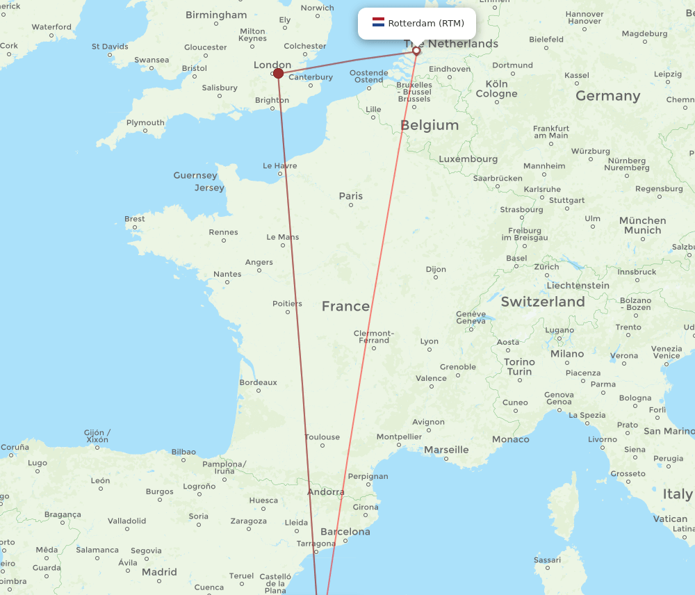 RTM to IBZ flights and routes map