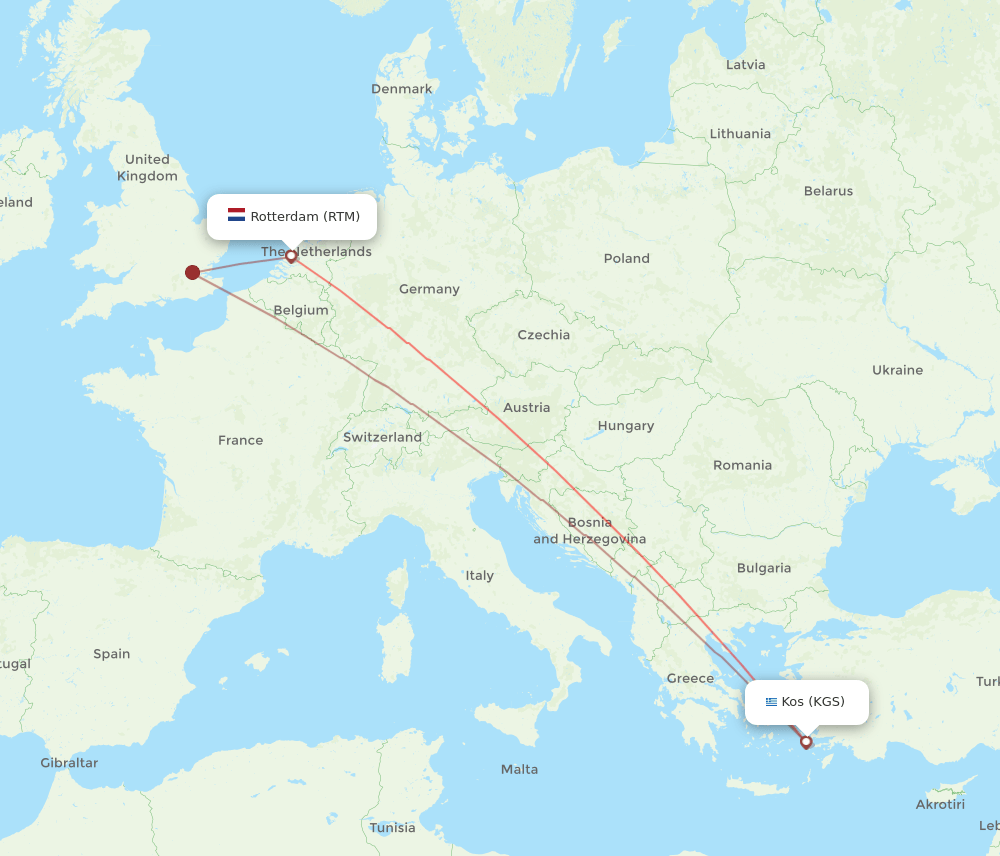 RTM-KGS flight routes