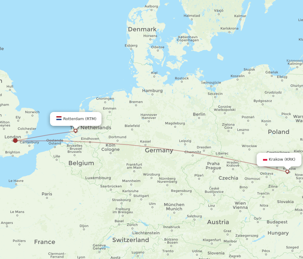 RTM-KRK flight routes