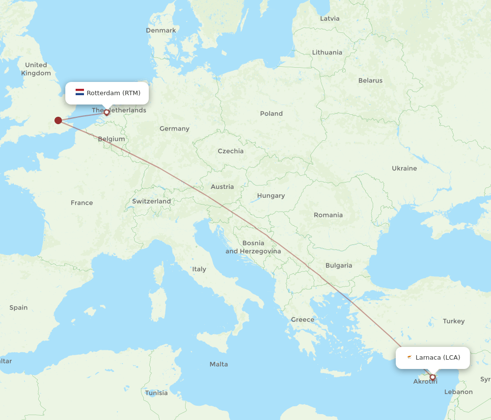 RTM-LCA flight routes