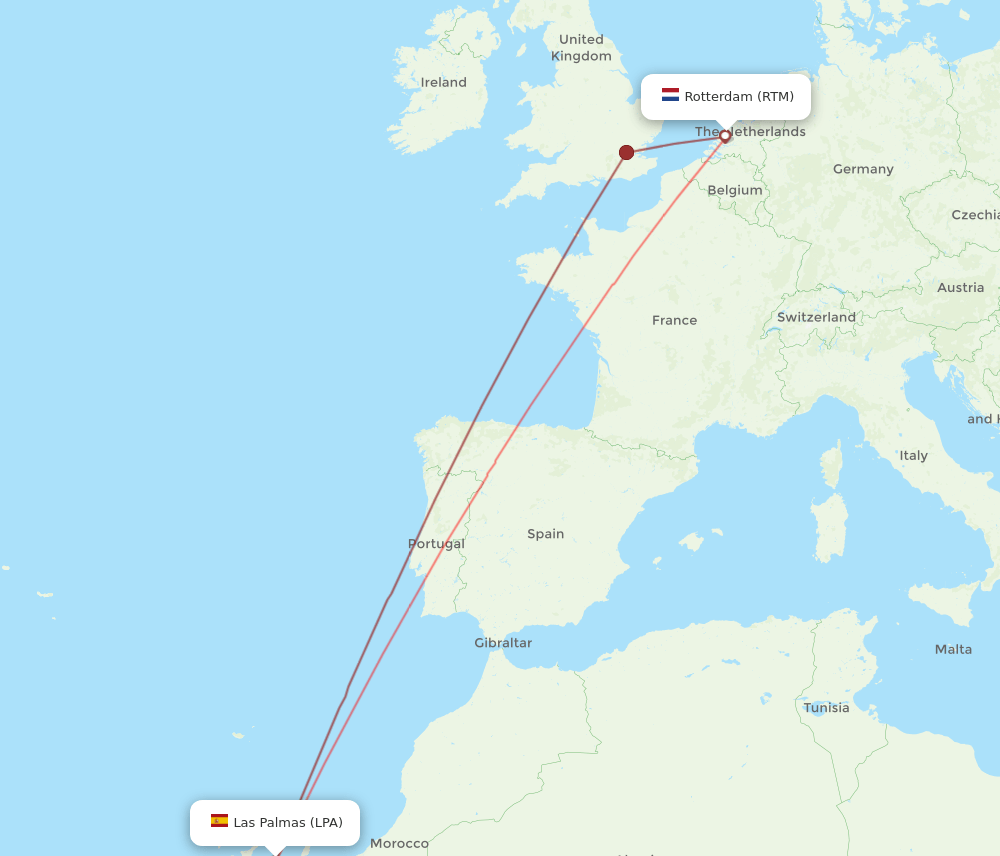 RTM-LPA flight routes