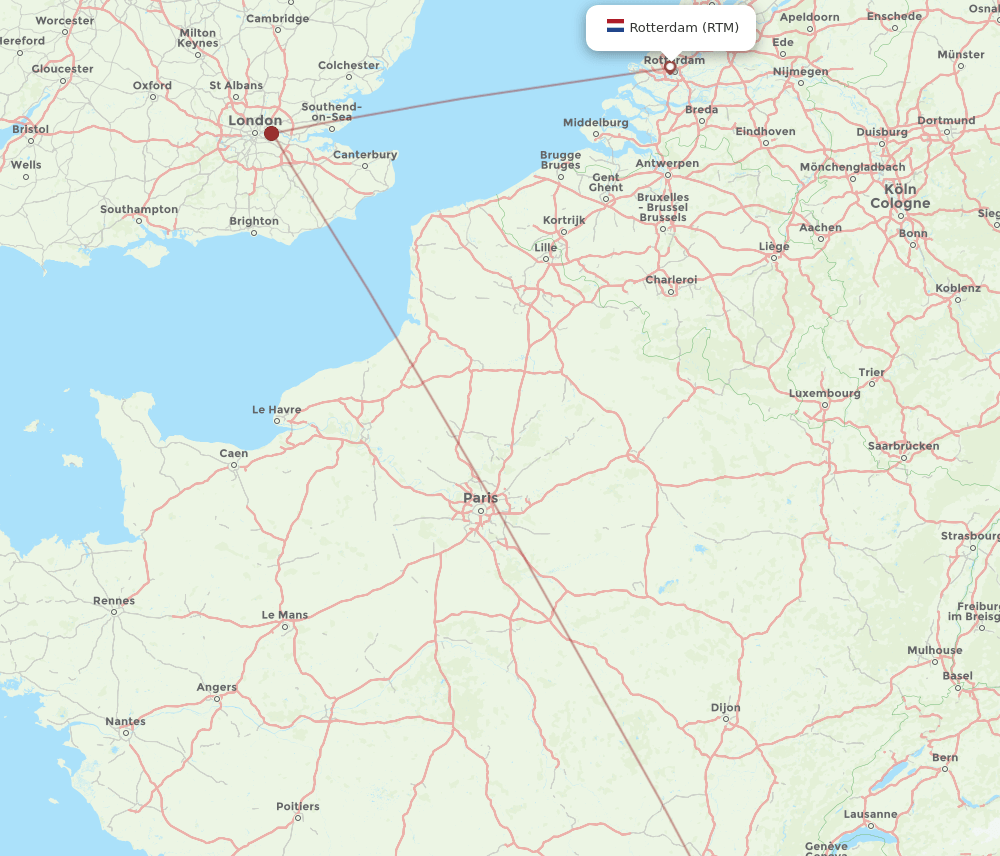 RTM to LYS flights and routes map