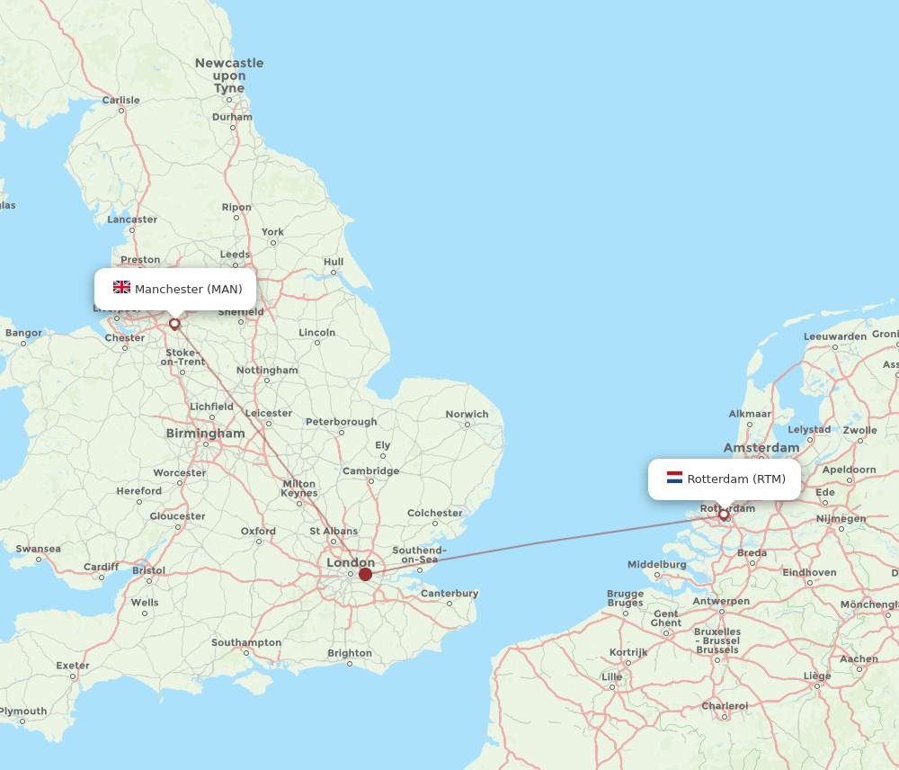 RTM to MAN flights and routes map