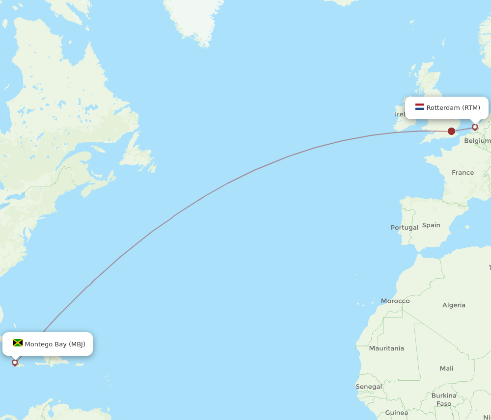 RTM-MBJ flight routes