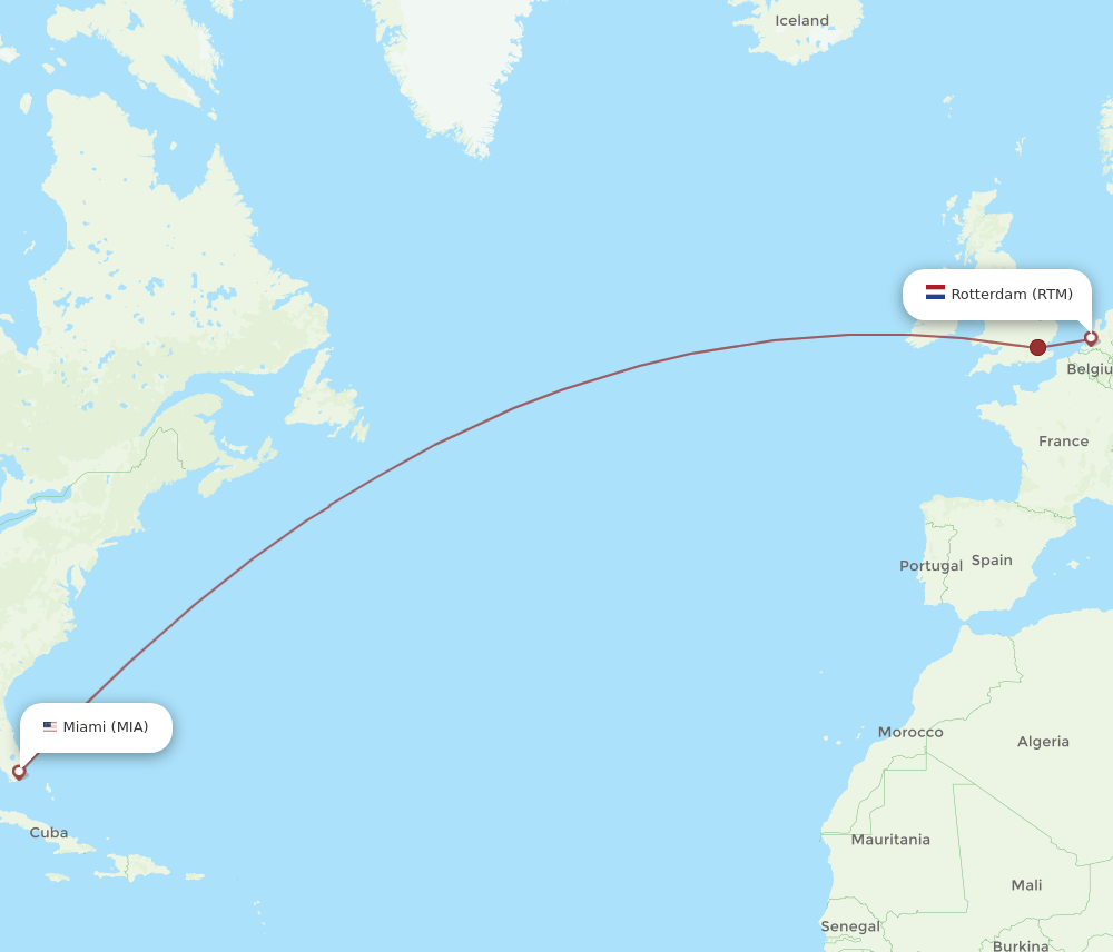 RTM-MIA flight routes