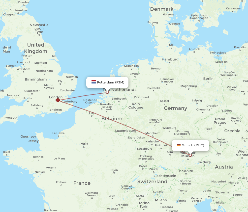 RTM to MUC flights and routes map