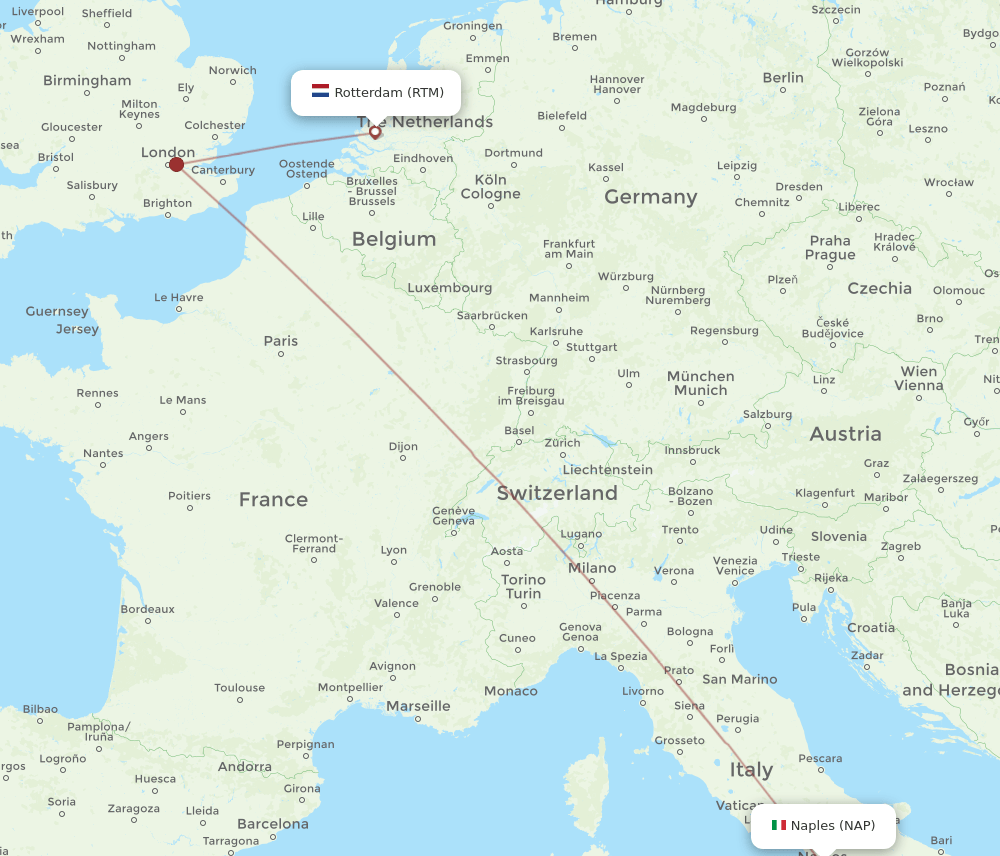 RTM-NAP flight routes