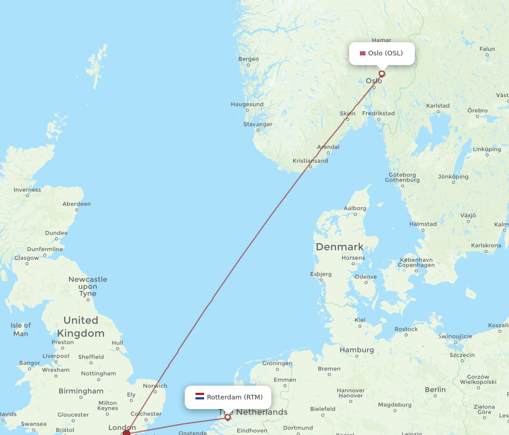 RTM to OSL flights and routes map