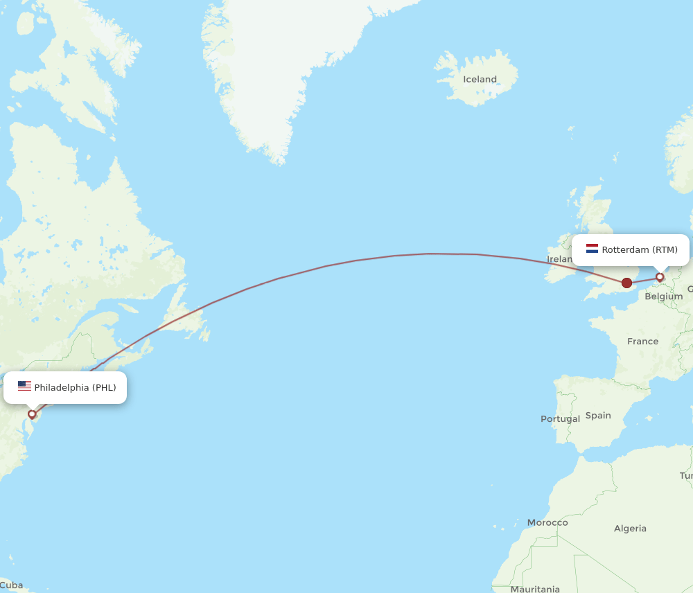 RTM-PHL flight routes