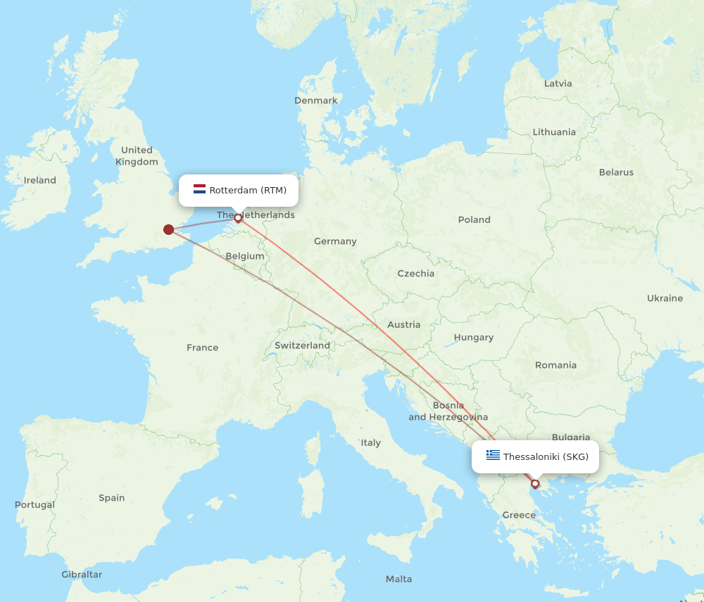 RTM to SKG flights and routes map